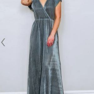 XL One time wear- short sleeve maxi dress-blue